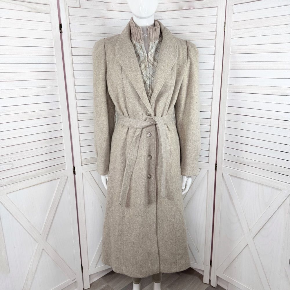 Vintage New York‎ Girl Wool Half Zip Lined Overcoat Button Tan Medium 11